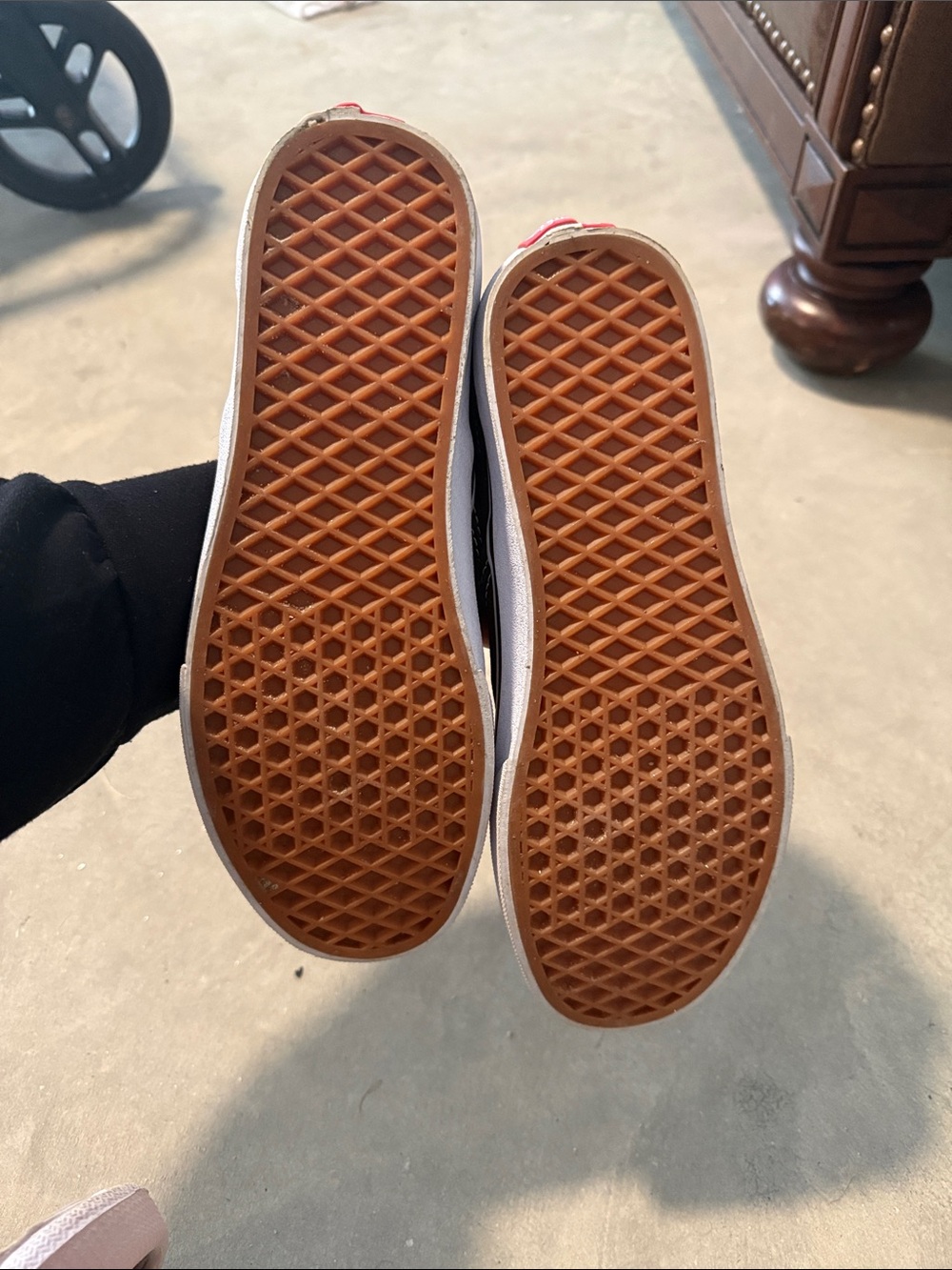 Vans Black Canvas Slip-On Loafers with White Sole - Picture 2 of 3